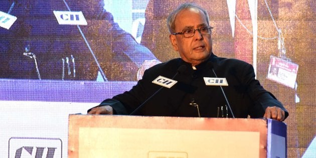 CHANDIGARH, INDIA - NOVEMBER 20: President Pranab Mukherjee during an inaugural session of 12th edition of CII Agro Tech 2016, in Parade Ground in sector 17 on November 20, 2016 in Chandigarh, India. (Photo by Sanjeev Sharma/Hindustan Times via Getty Images)