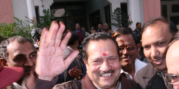 File photo of Rashtriya Swayamsevak Sangh (RSS) leader Indresh Kumar greeted by his supporters.