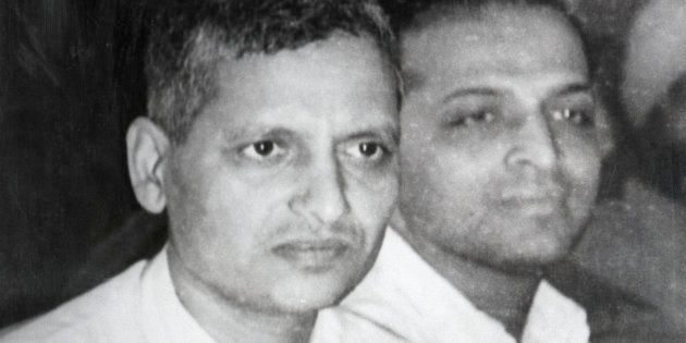 Nathuram Vinayak Godse (l) and Narayan Dattatraya Apte, Hindu journalists and assassins of Indian nationalist leader Mahatma Gandhi. Godse was convicted as the actual slayer of Gandhi, and Apte was convicted as the leader of the assassination. Both men received the death penalty, and died at the gallows of Ambala Central Jail on November 15, 1949.