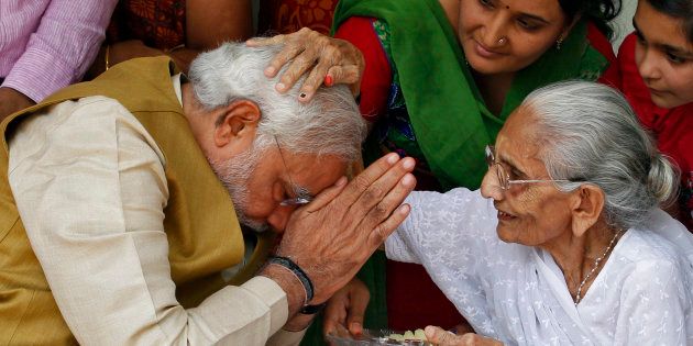 Prime Minister Narendra Modi with his mother.