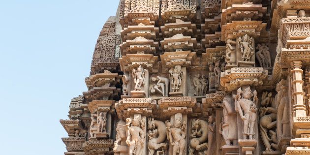 Erotic sculptures of the Khajuraho group of monuments, part of the UNESCO World Heritage Sites.