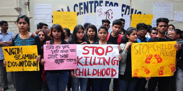 KOLKATA, WEST BENGAL, INDIA - 2017/12/04: Students take part in a rally to protest against school management in Kolkata.