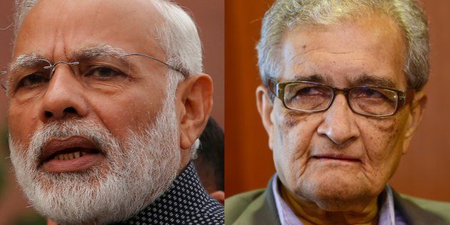 File photos of Narendra Modi and Amartya Sen.