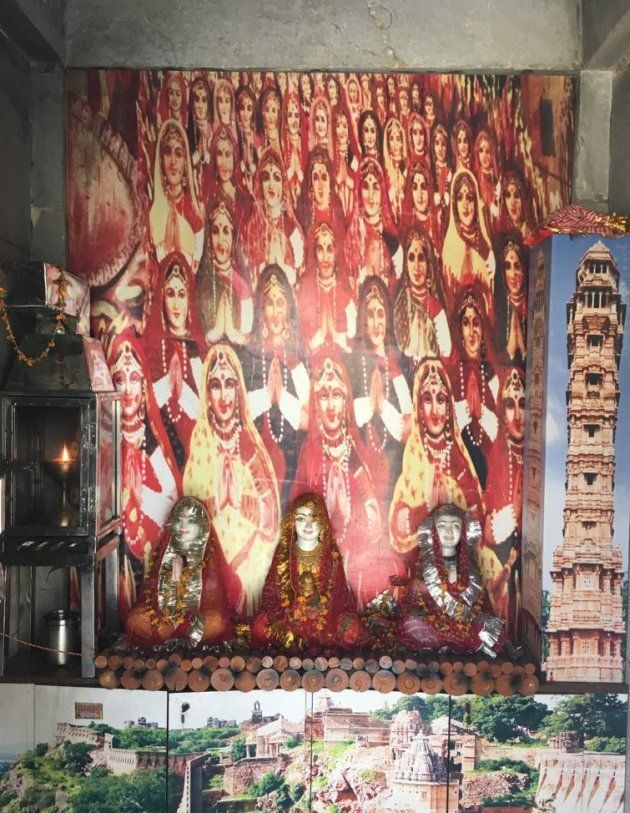 The jauhar temple with deities of Rani Karnawati, Rani Padmini and Phool Kanwar.