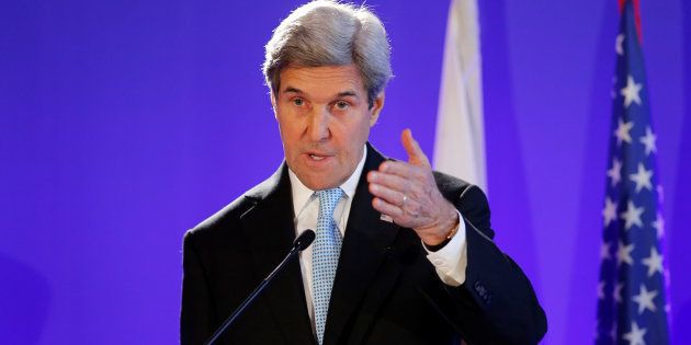 U.S. Secretary of State John Kerry attends a news conference in Paris.