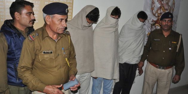 The accused of Rohtak eve-teasing case in police custody on November 30, 2014 in Rohtak, India.