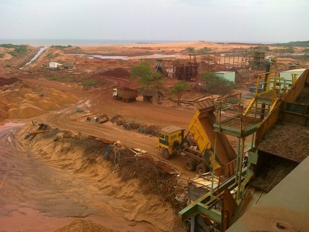 Beach sand-mining along the coast of Tamil
