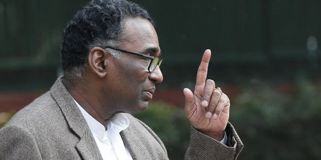 Justice Jasti Chelameswar gestures as he speaks during the news conference in New Delhi, India, January 12, 2018. REUTERS/Adnan Abidi