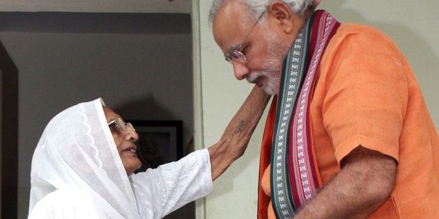 File photo of PM Modi with mother Hiraba.