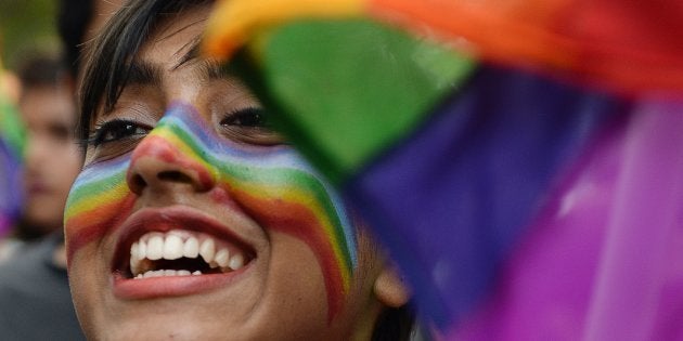 An Indian supporter of the lesbian, gay, bisexual, transgender (LGBT) community takes part in a pride parade in in Chennai on June 24, 2018. (Photo by ARUN SANKAR / AFP) (Photo credit should read ARUN SANKAR/AFP/Getty Images)