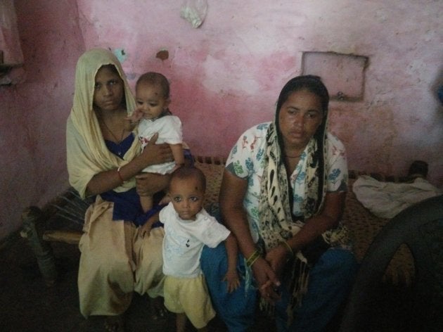 Rahul's wife (left), children and his mother.
