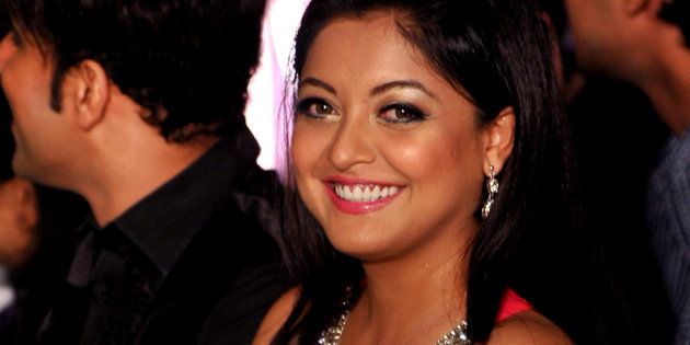 Indian Bollywood ctress Tanushree Dutta poses for a photo during an event for the Mandate Model Hunt contest in Mumbai on May 4, 2013.