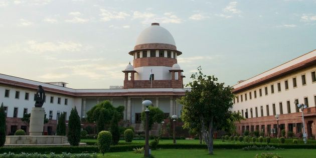 Facade of a government building, Supreme Court, New Delhi, India