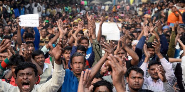 Thousands of people of Polerhat, Bhangar gather in a protest rally against agriculture land acquisition to build a power grid.