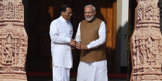 A file photo of Sri Lankan President Maithripala Sirisena and Indian Prime Minister Narendra Modi.