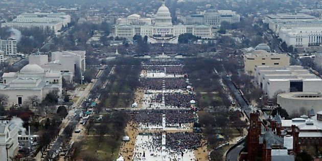 People attend inauguration ceremonies for U.S. President Donald Trump in Washington, DC.