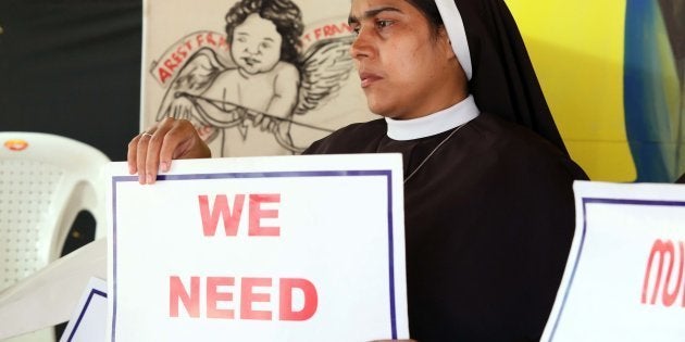 A nun protesting against rape-accused Franco Mulakkal in Kochi in September.