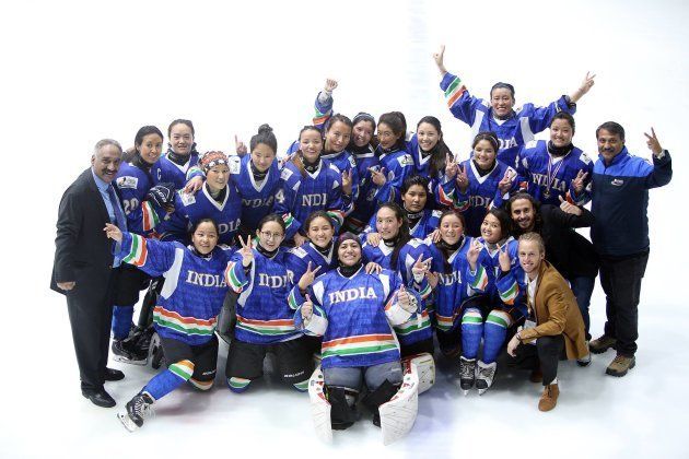 Team India poses during the 2018 Challenge Cup of Asia in Kuala Lumpur, Malaysia. (Photo:Ice Hockey Association of India)
