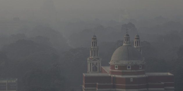 A church is shrouded in smog in New Delhi, India, November 1, 2018.