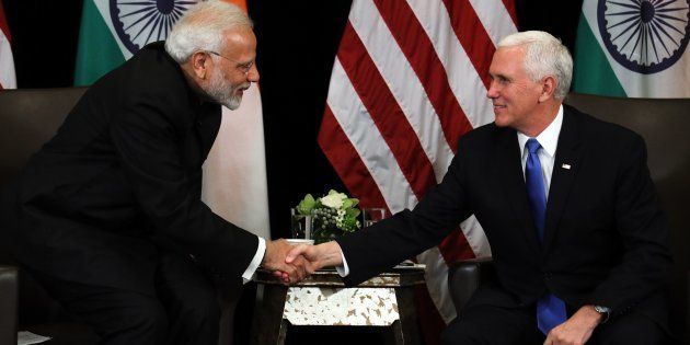 Prime Minister Narendra Modi and US Vice President Mike Pence