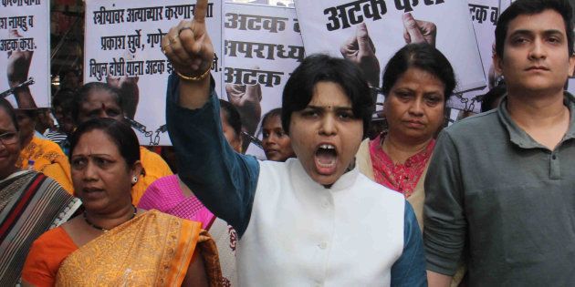 Activist Trupti Desai during a protest.