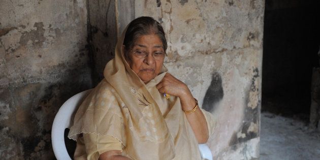A 2012 photo of Zakia Jafri inside the remains of her former residence, which was torched during the 2002 massacre at the Gulberg Society in Ahmedabad.