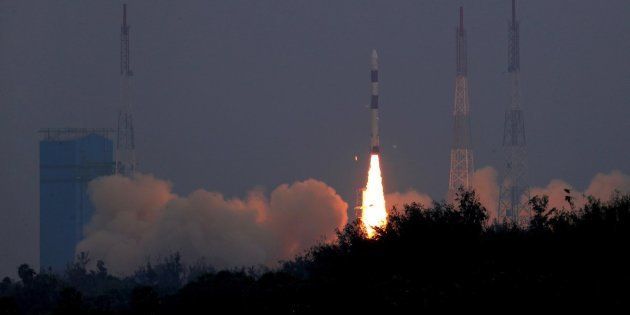 Lift-off image of PSLVC43 carrying 31 satellite onboard.