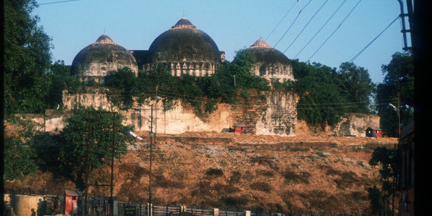 The Babri Masjid before it was demolished.