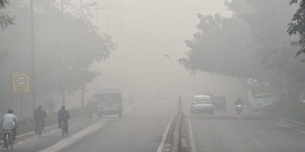File photo of accumulated smog on a Delhi street.