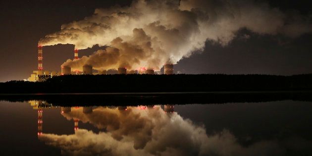 Plumes of smoke rise from Europe's largest lignite power plant in Belchatow, central Poland.