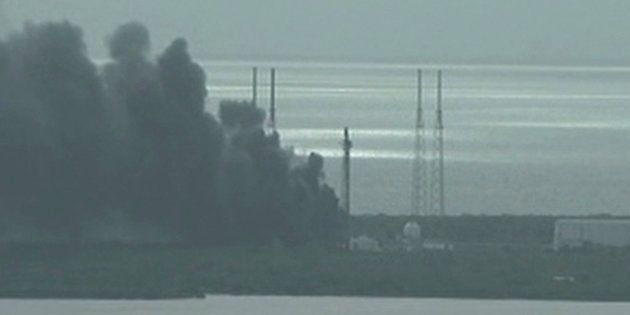 A still image taken from video of smoke rising on the launch site of SpaceX Falcon 9 rocket in Cape Canaveral, Florida, September 1, 2016.