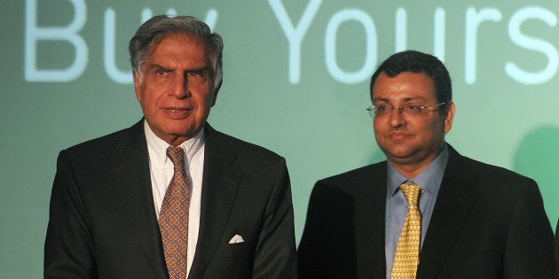 Ratan Tata (L) and former chairman of Tata Sons, Cyrus Mistry
