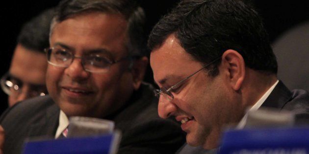N Chandrasekaran and Cyrus Mistry during the Annual General Meeting of Tata Consultancy Services.