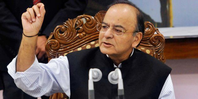 Finance Minister Arun Jaitley addresses a press conference at the GST council meeting on 18 May 2017 in Srinagar.
