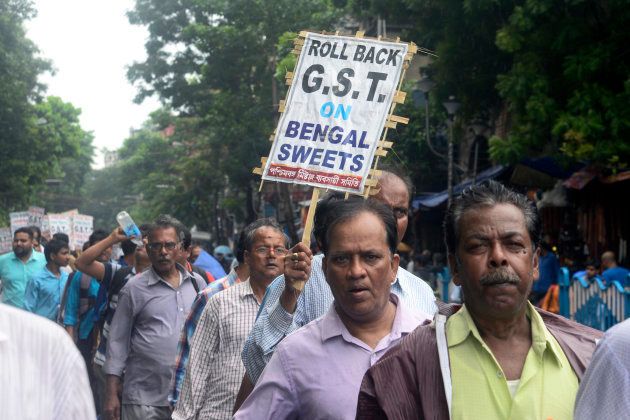 Sweet meat traders of West Bengal organized a rally demanding the removal of Goods Sale Tax (GST) on sweets.