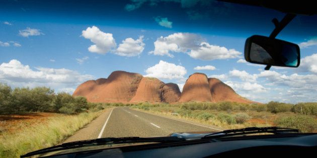 AUSTRALIA - MARCH 04: The Olgas, Kata Tjuta seen from inside a car, Red Centre, Australia. (Photo by Tim Graham/Getty Images)
