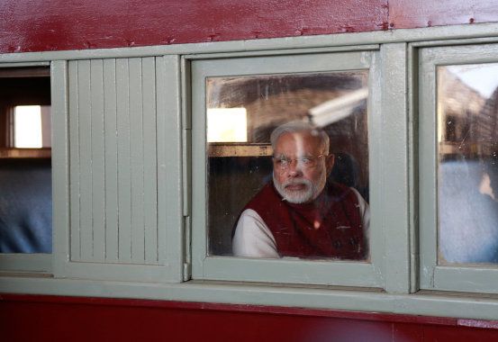 File photo of Indian Prime Minister Narendra Modi arriving by train at the railway station in Pietermaritzburg, South Africa on 9 July 2016.