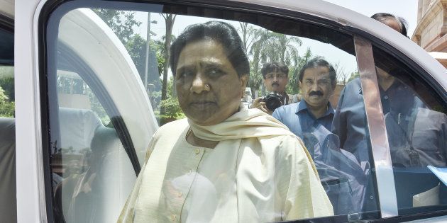 NEW DELHI, INDIA - JULY 20: Former Chief Minister of Uttar Pradesh and BSP Chief Mayawati after attending Rajya Sabha Monsoon Session at Parliament House on July 20, 2016 in New Delhi, India.