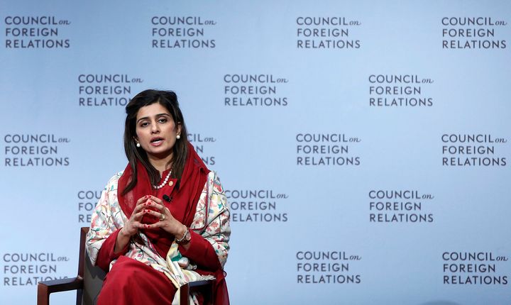 Hina Rabbani Khar on stage at the Council for Foreign Relations in New York