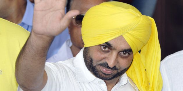 Aam Aadmi Party MP from Sangrur Bhagwant Mann arrives at Parliament House on June 5, 2014.