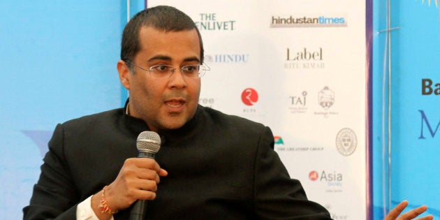 Indian writer Chetan Bhagat speaks at the annual Literature Festival in Jaipur.