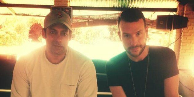 (L-R) Bollywood star Salman Khan and Dutch DJ-producer Don Diablo at the former's farmhouse in 2014.