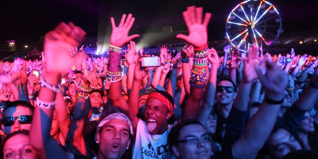 The crowd dances to the sounds of French electronic music DJ Martin Solveig during the Electric Daisy Carnival in Las Vegas June 25, 2011. Picture taken June 25, 2011. REUTERS/ Richard Brian (UNITED STATES - Tags: ENTERTAINMENT)