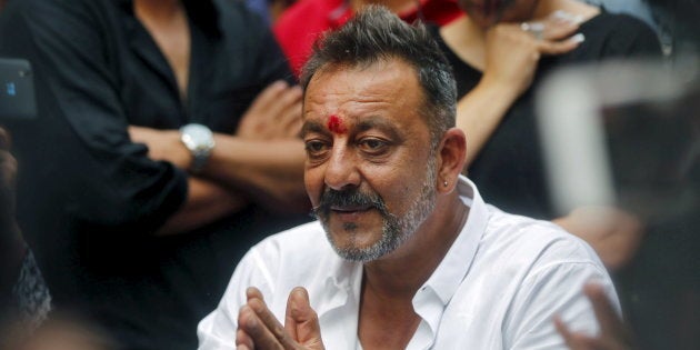 Bollywood actor Sanjay Dutt speaks with the media in the premises of his residence after he was released from a prison, in Mumbai, India, February 25, 2016. REUTERS/Shailesh Andrade