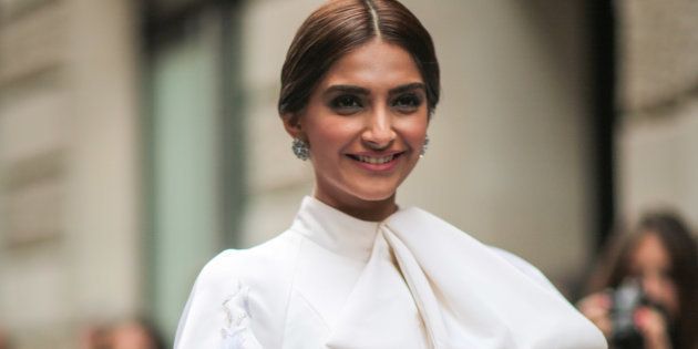 PARIS, FRANCE - JULY 04: Sonam Kapoor is seen, before the Ralph & Russo show, during Paris Fashion Week Haute Couture F/W 2016/2017, on July 4, 2016 in Paris, France. (Photo by Edward Berthelot/Getty Images)
