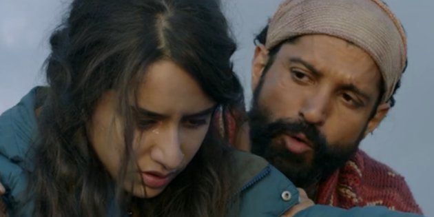 (L-R) Shraddha Kapoor and Farhan Akhtar in a screen-grab from the 'Rock On 2' teaser.