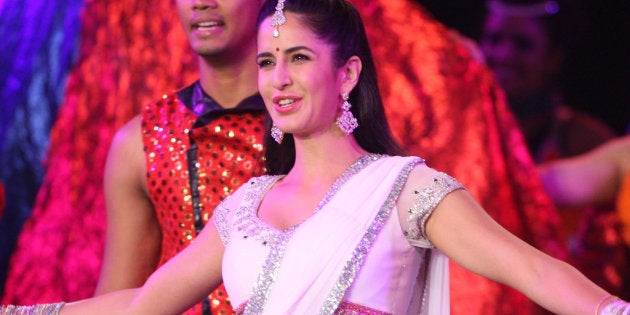 Indian bollywood actress Katrina Kaif preforms during world Kabbadi closing ceremony at the Guru Nanak Statdium in Ludhiana, December 15, 2012.