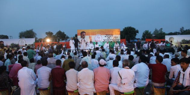 Congress vice president and leader Rahul Gandhi addresses a public meeting.