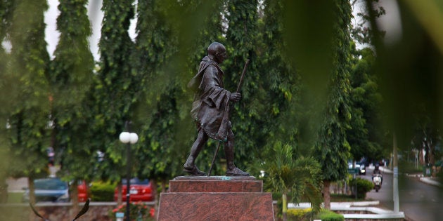 A statue of Indian independence leader Mahatma Gandhi at an university campus in Accra, Ghana, Thursday, Sept. 22, 2016.