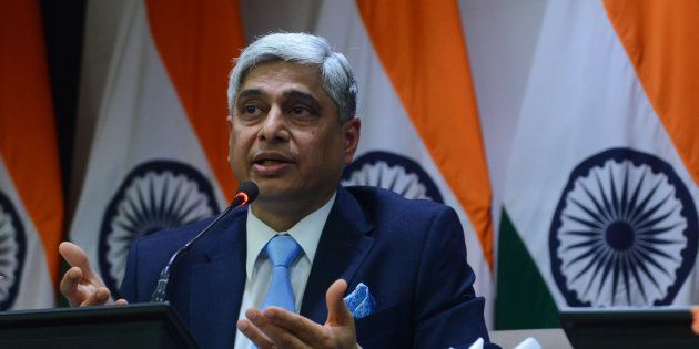 File photo of official spokesperson and Joint Secretary of Ministry of external affairs (MEA), Vikas Swarup, addressing the media on Pakistan issues in New Delhi.